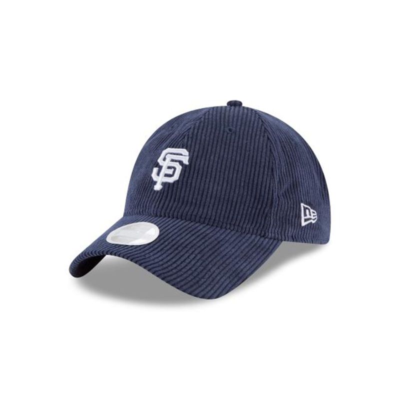 MLB San Francisco Giants Womens Corduroy 9Twenty Adjustable (AKH1379) - Blue New Era Caps